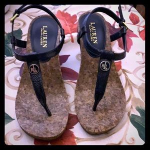 Ralph Lauren navy blue wedge sandals 8 women’s